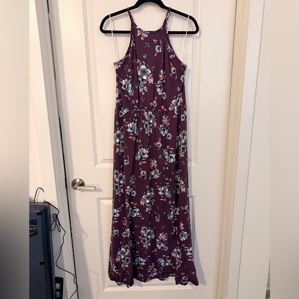 French Grey Floral Dress in Deep Purple - Picture 2 of 6